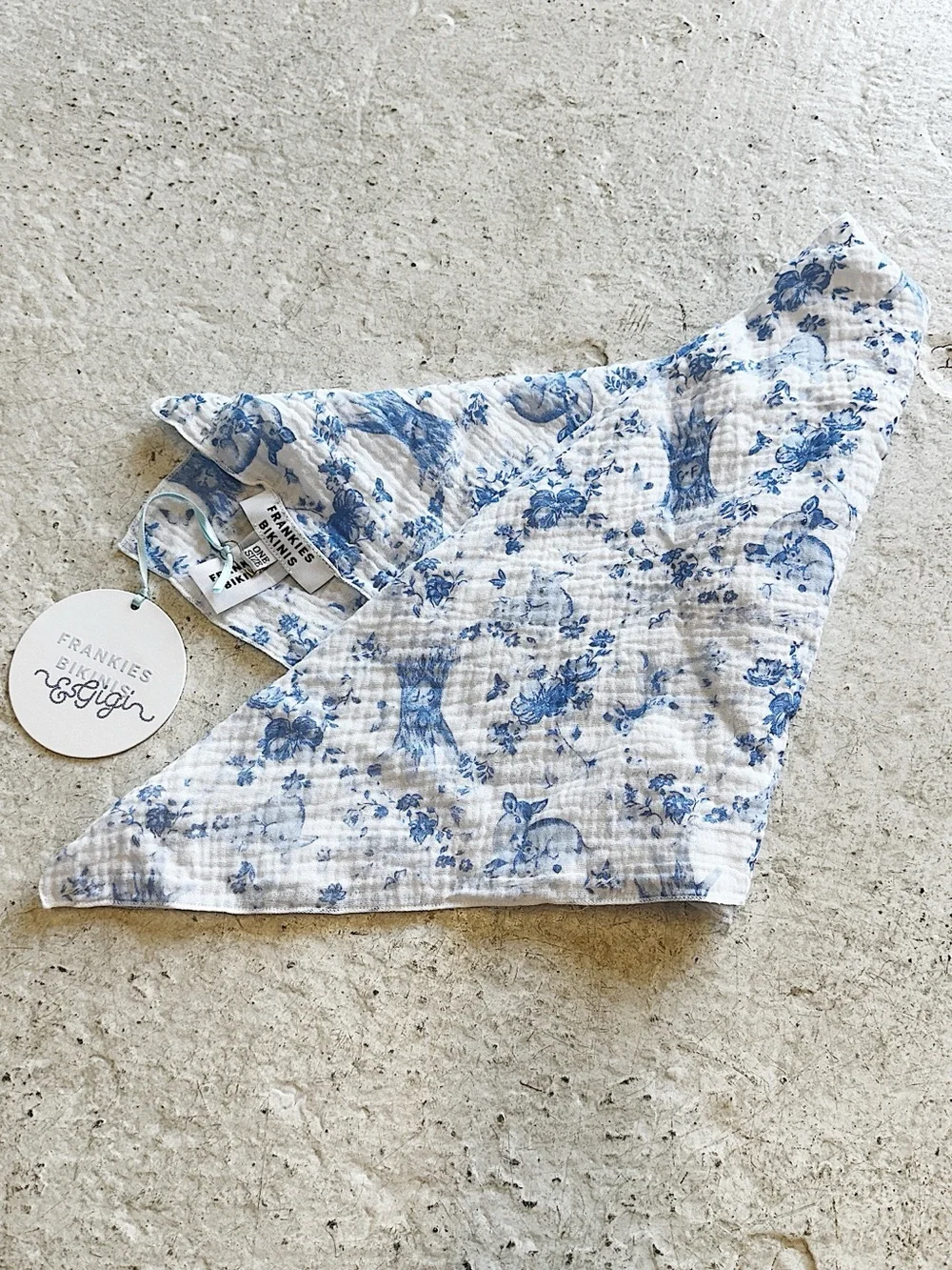 NWOT Frankie's Bikinis x Gigi Hadid Yomi Toile Blue Bikini Set + NWT Head Scarf